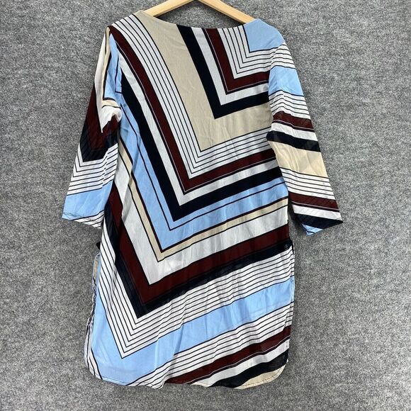 Alfani Dress Women XL Blue Striped Shift Short Lined 3/4 Sleeve Pullover Casual - Picture 2 of 9